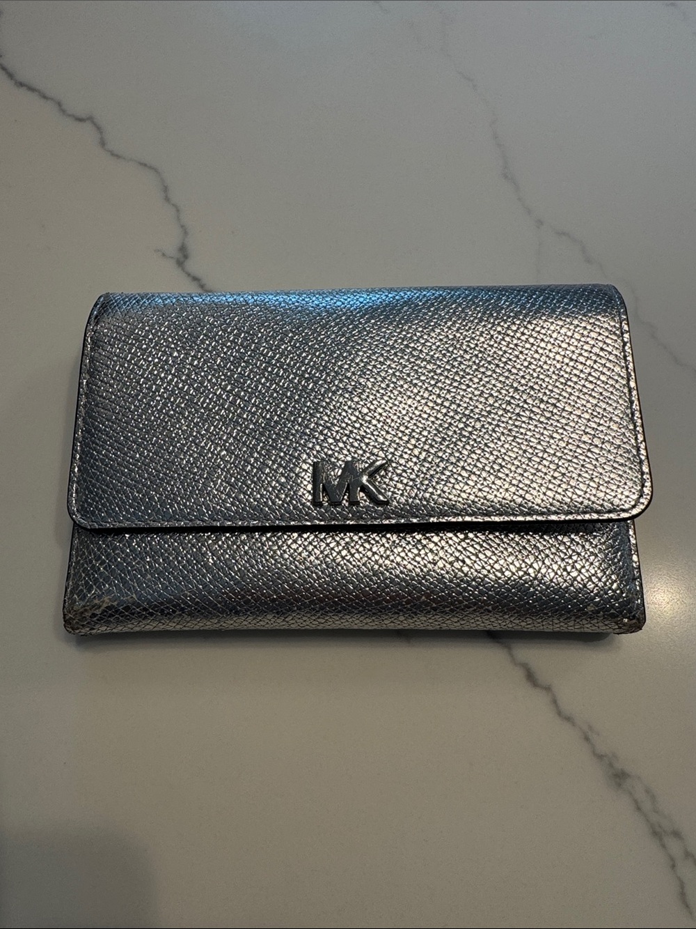 Michael Kors Silver Metallic Leather Wallet